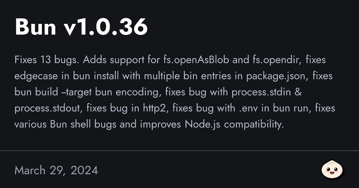 Bun v1.0.36 | Bun Blog